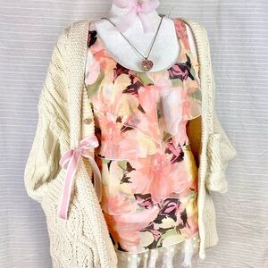 ♡ ruffle layered floral tank blouse ♡